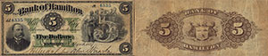 Bank of Hamilton 5 dollars 1887