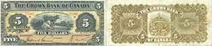 Crown Banque du Canada 5 dollars 1904