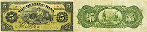 Quebec Bank 5 dollars 1908