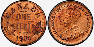 1 cent 1936 Dot - Canada