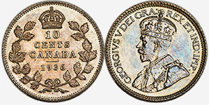 10 cents 1936 Point - Canada