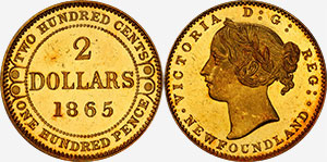 2 dollars 1865 Newfoundland - Canada