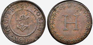 Anchor and H - 1/2 penny 1816 Token