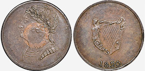 Bust and Harp 1820/5 Token