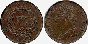 Colonial 1/100 dollar 1823