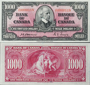 1000 dollars 1937 - Canada