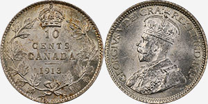 10 cents 1913 Broad Leaves Canada