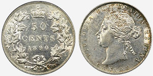 50 cents 1890 H Canada