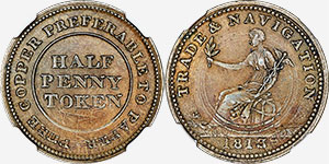 Trade & Navigation Half Penny 1813