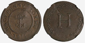 Anchor and H - 1/2 penny 1816