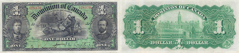 1 dollar 1897 values and prices - Dominion of Canada banknote