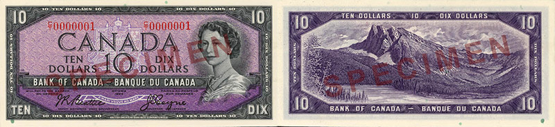 10 dollars - 1954 portrait modifié
