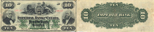 10 dollars 1915 - Imperial Bank of Canada banknotes