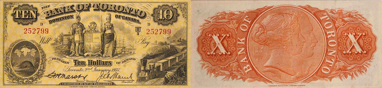 10 dollars 1937 - Bank of Toronto banknotes