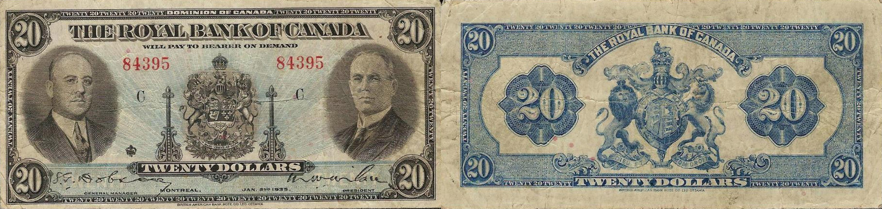 20 dollars 1935 - Royal Bank of Canada banknotes