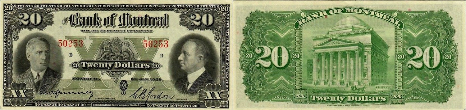 20 dollars 1938 - Bank of Montreal banknotes