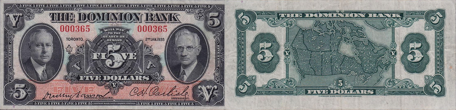 5 dollars 1935 - Dominion of Canada - Canada