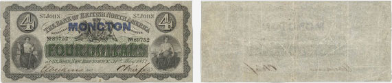 4 dollars 1872 - Bank of British North America banknotes