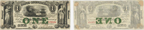 Billet de 1 dollar 1849 - Bank of Montreal banknotes