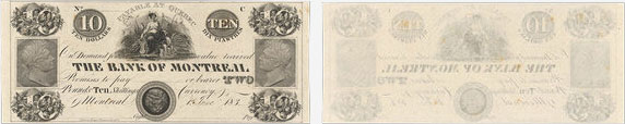 10 dollars 1839 - Bank of Montreal banknotes