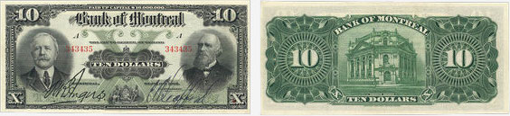 10 dollars 1912 - Bank of Montreal banknotes