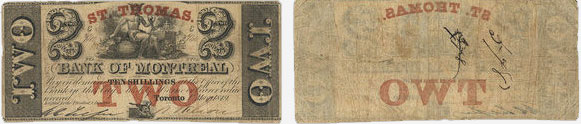Billet de 2 dollars 1849 - Bank of Montreal banknotes