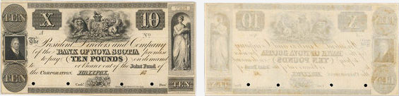 10 livres 1852 - Bank of Nova Scotia banknotes