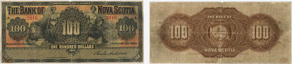 100 dollars 1919 - Bank of Nova Scotia banknotes
