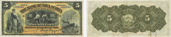 5 dollars 1908 - Bank of Nova Scotia banknotes
