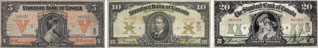 Billets de la Standard Bank of Canada de 1919