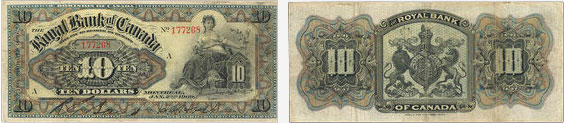 10 dollars 1909 - Royal Bank of Canada banknotes
