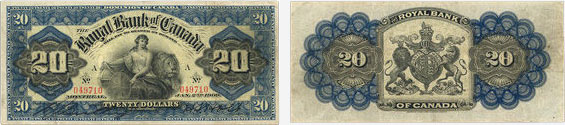 20 dollars 1909 - Royal Bank of Canada banknotes