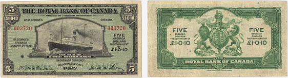 5 dollars 1938 - Royal Bank of Canada banknotes