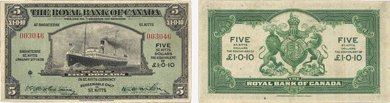 Billet de 5 dollars 1938 de la Royal Bank of Canada