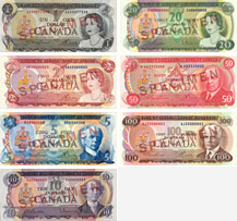 Canadian banknotes from 1969 to 1975