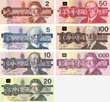 Canadian banknotes from 1986 to 1991