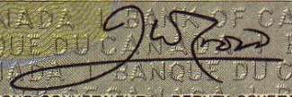J.W. Crow - Signature on canadian banknote