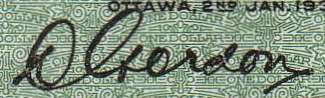 D. Gordon - Signature on canadian banknote