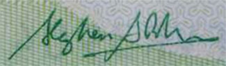 Stephen Poloz - Signature on canadian banknote