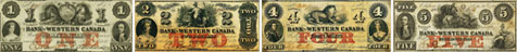 Billets de la banque de la Bank of Western Canada de 1859