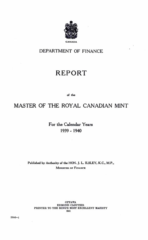 Royal Canadian Mint Annual Report 1941