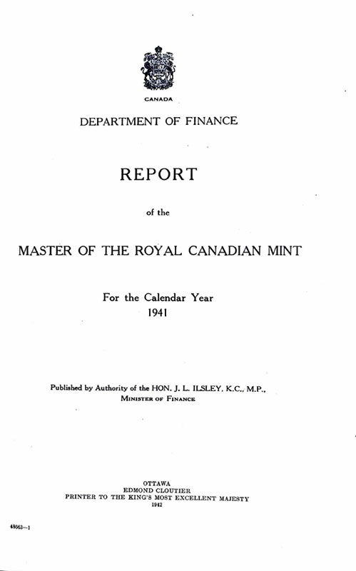 Royal Canadian Mint Annual Report 1942