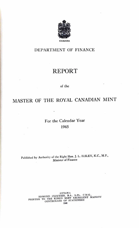 Royal Canadian Mint Annual Report 1946