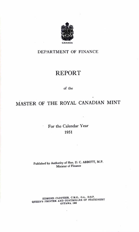 Royal Canadian Mint Annual Report 1952