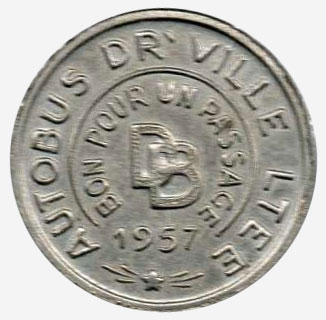 Jetons d'autobus - Dr'ville Ltee - 17 mm - Fer blanc