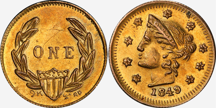 1849 1 dollar - Columbian head