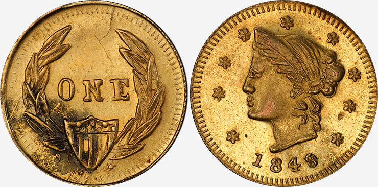 1849 1 dollar - Columbian head