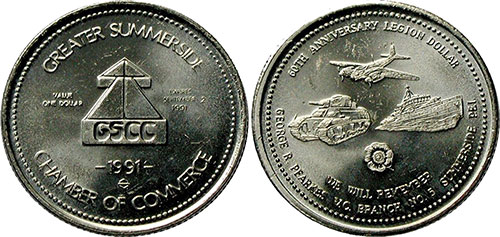 Greater Summerside Chamber of Commerce Airplane Tank Ship 1991 Token