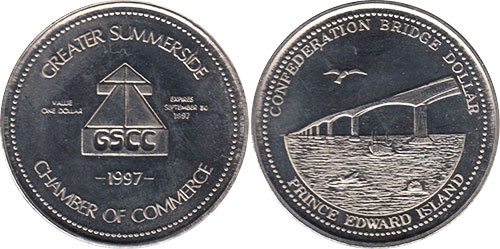 Greater Summerside Chamber of Commerce Confederation Bridge Dollar 1997 Token