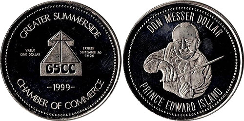 Greater Summerside Chamber of Commerce CDon Messer Dollar 1999 Token